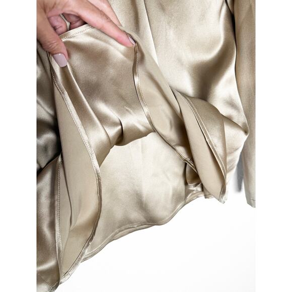 Kiton Napoli Womens 100% Silk Blouse Pleated Neckline Long Sleeve Designer Italy - Picture 6 of 11